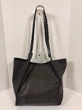 Black Women’s Braided-Handle Tote Bag
